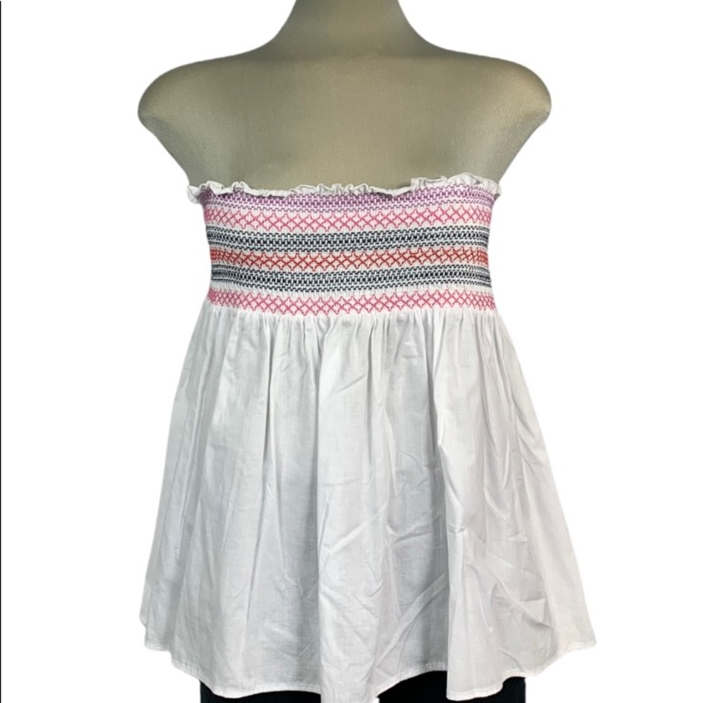 MXM Gorgeous Summer White and Pink embellished strapless top size M